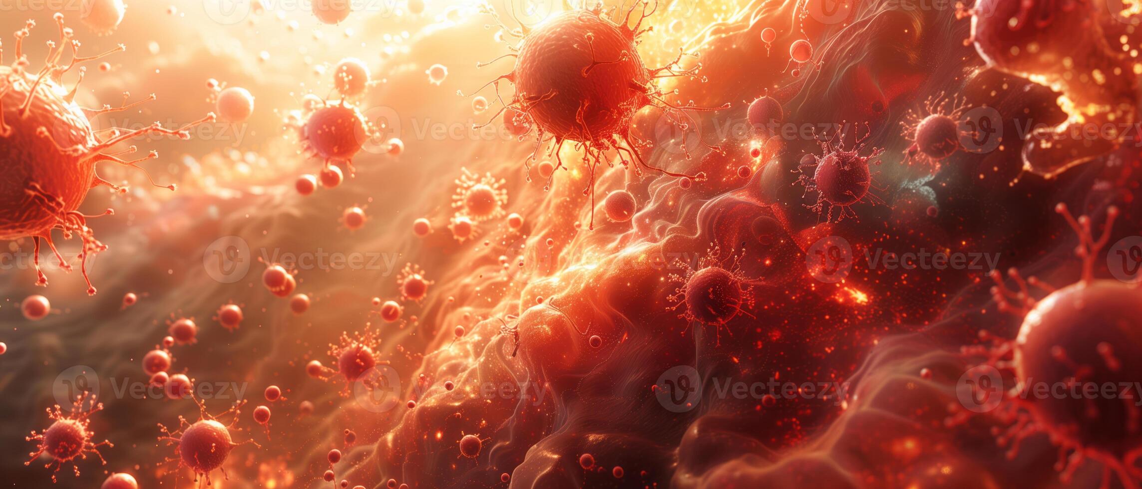 AI generated The white blood cells are destroying the pathogens in the human body amidst the vast network of veins and arteries. photo