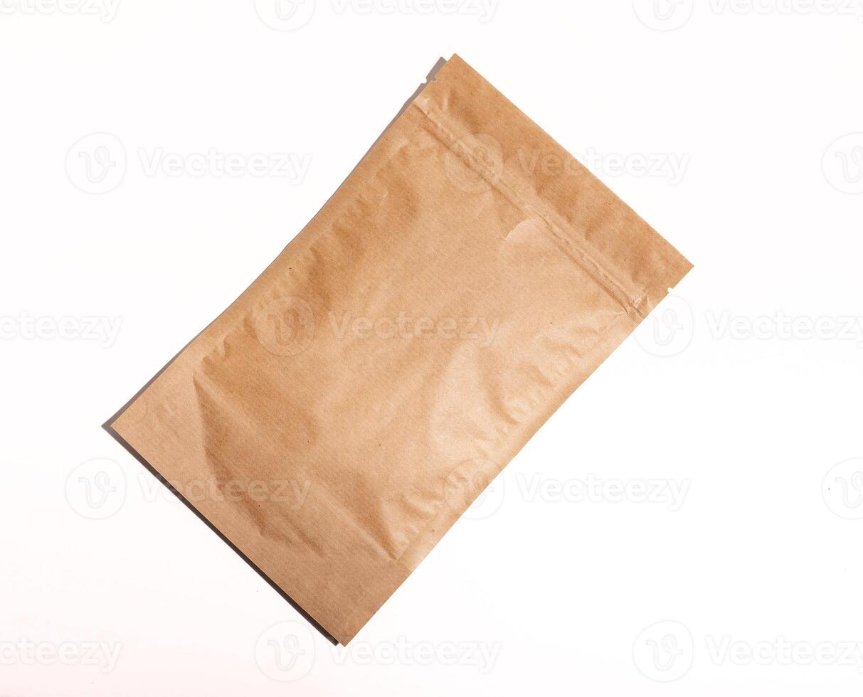 Kraft paper pouch, bag with zip lock, mockup photo