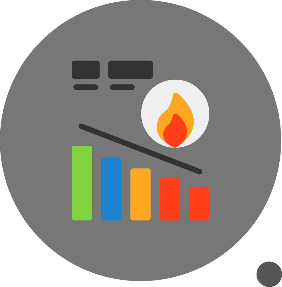 Burn Down Chart Flat Shadow Icon vector