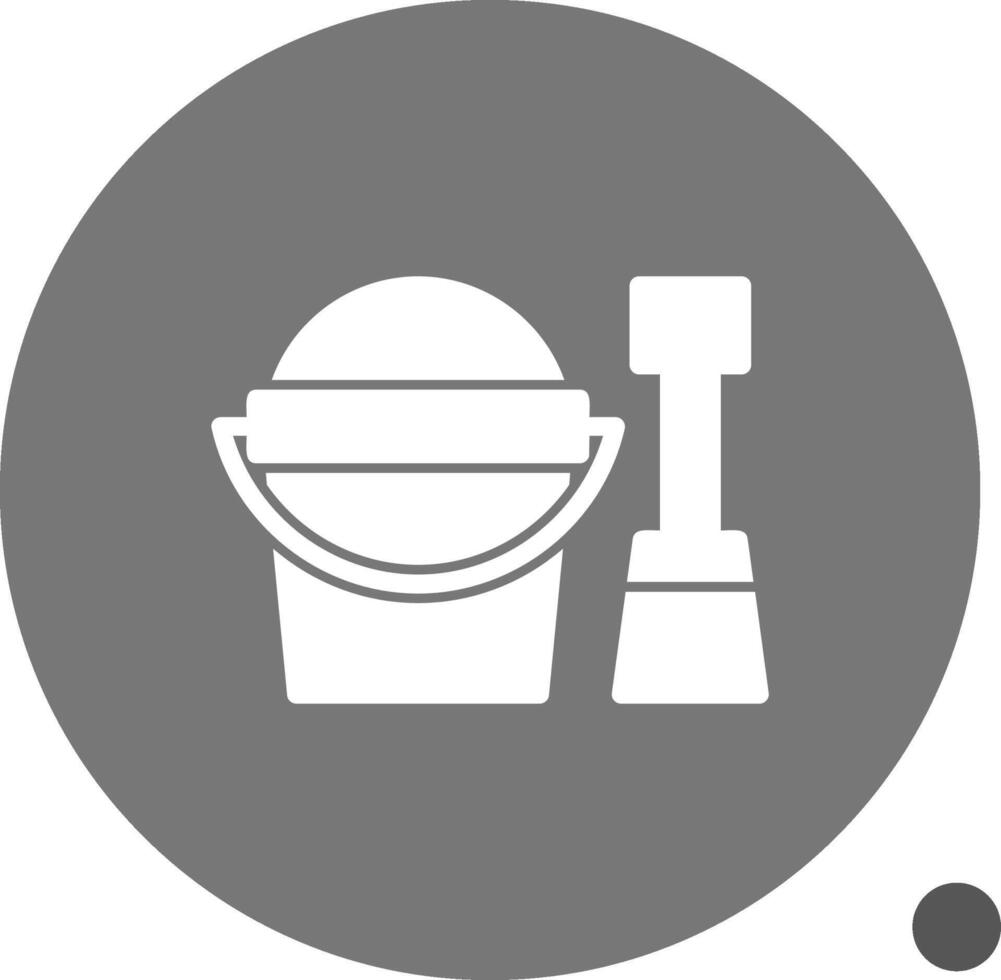 Shovel and Pail Glyph Shadow Icon vector