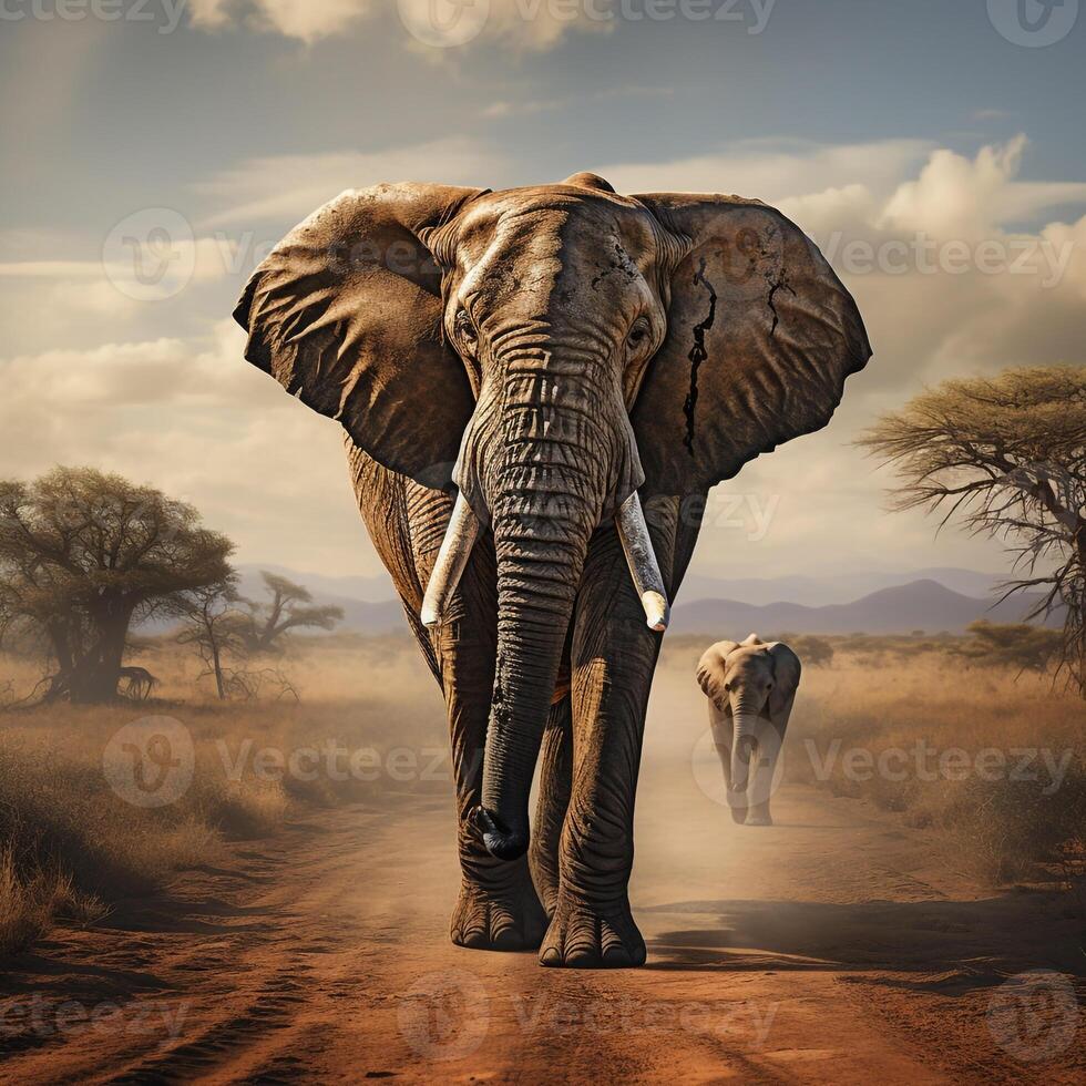 AI generated African wild elephant photo