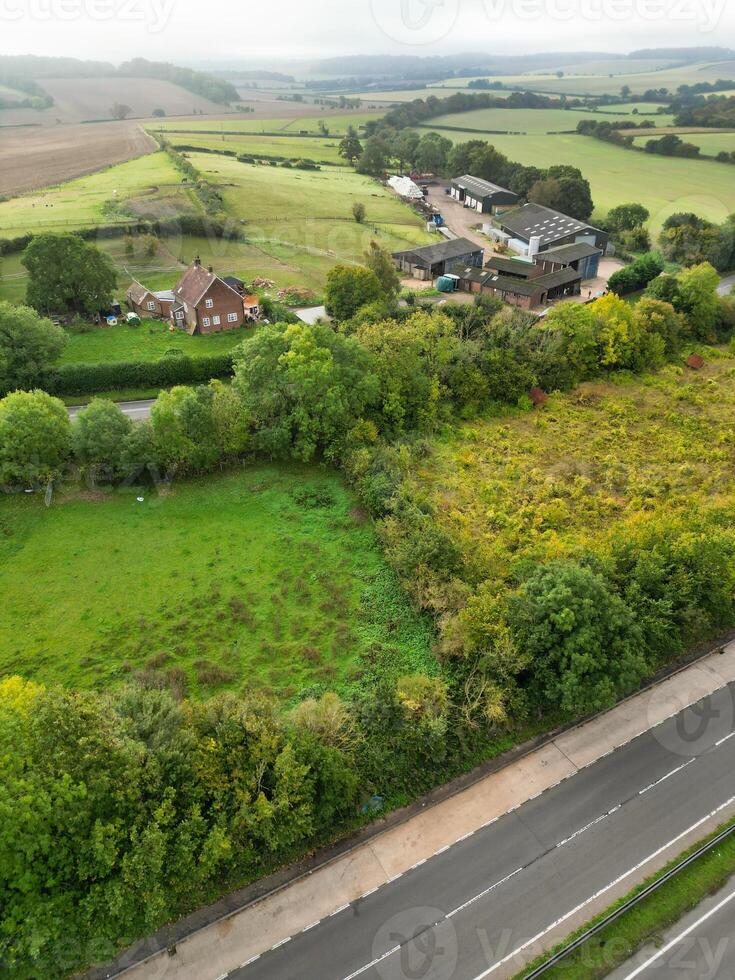 High Angle View of British Countryside Landscape at Hitchin City of England UK photo