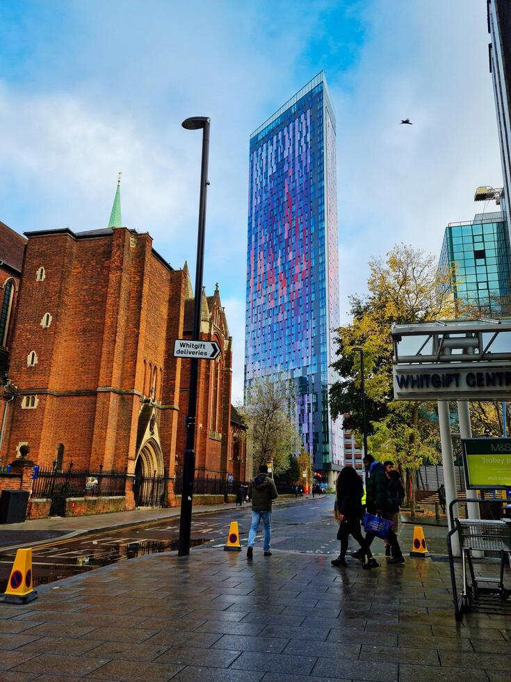 Most Beautiful Low Angle View of Central West Croydon London City of England UK During Cloudy and Rainy Day. November 20th, 2023 photo