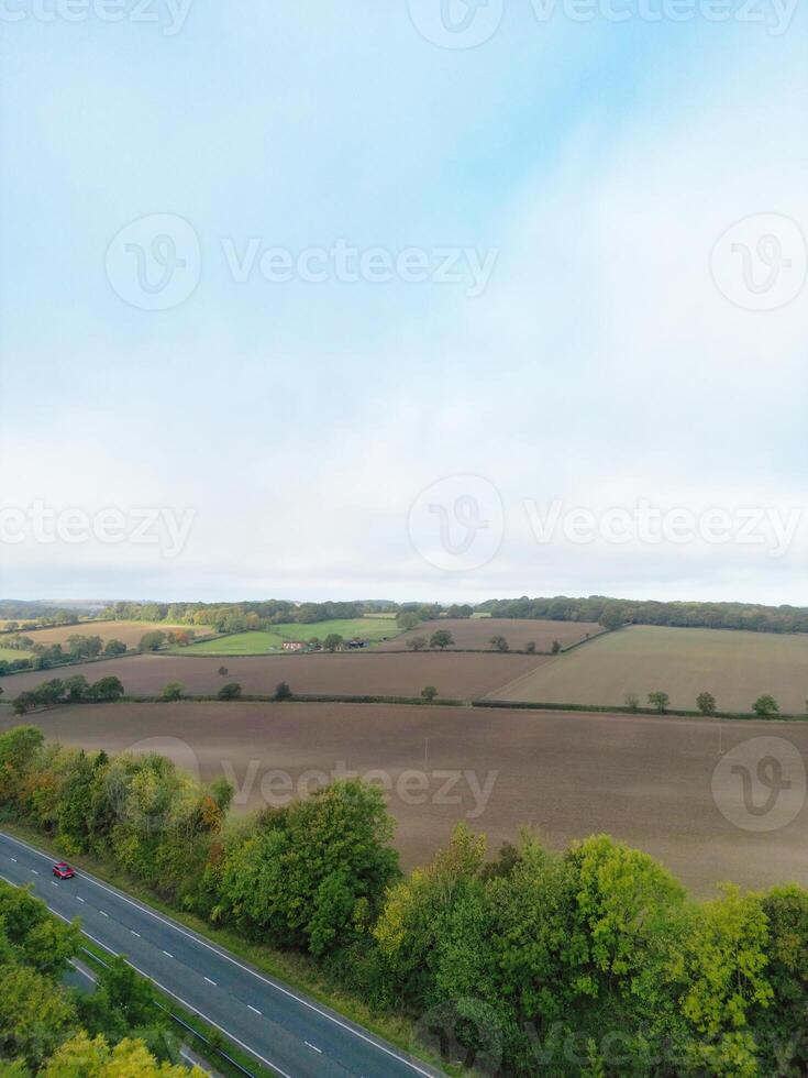 alto ángulo ver de británico campo paisaje a hitchin ciudad de Inglaterra Reino Unido foto