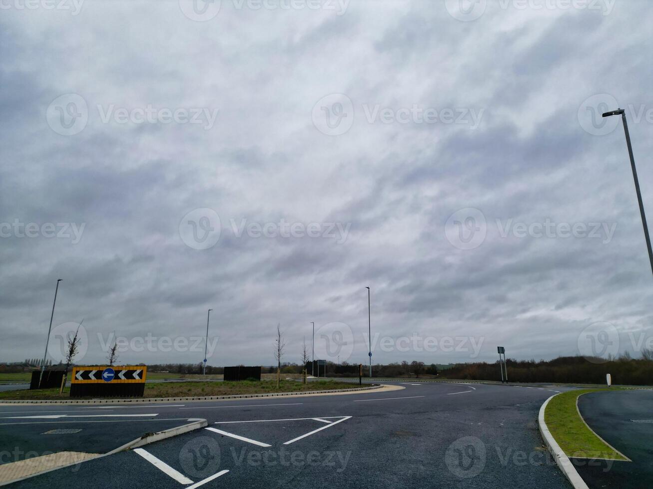 High Angle View of Arlesey Town of England UK. The Footage Was Captured During Cloudy and Rainy Day of Feb 28th, 2024 photo