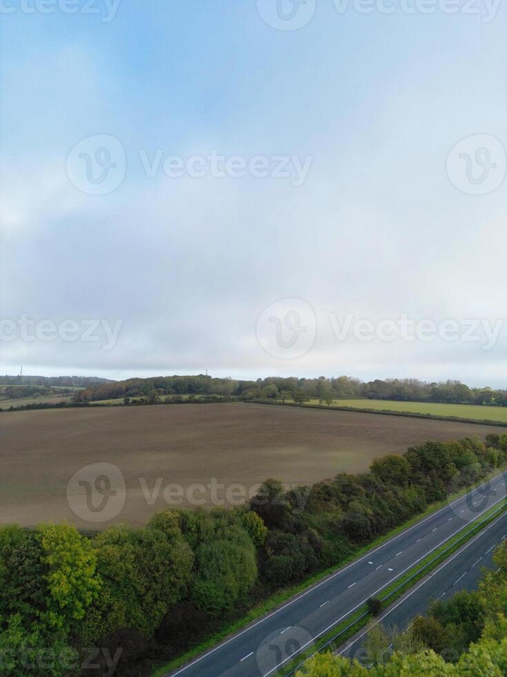 High Angle View of British Countryside Landscape at Hitchin City of England UK photo