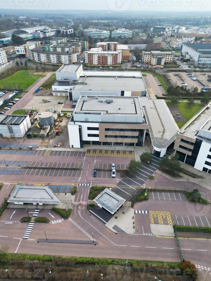 High Angle View of Central Hatfield City of England, Great Britain. March 9th, 2024 photo