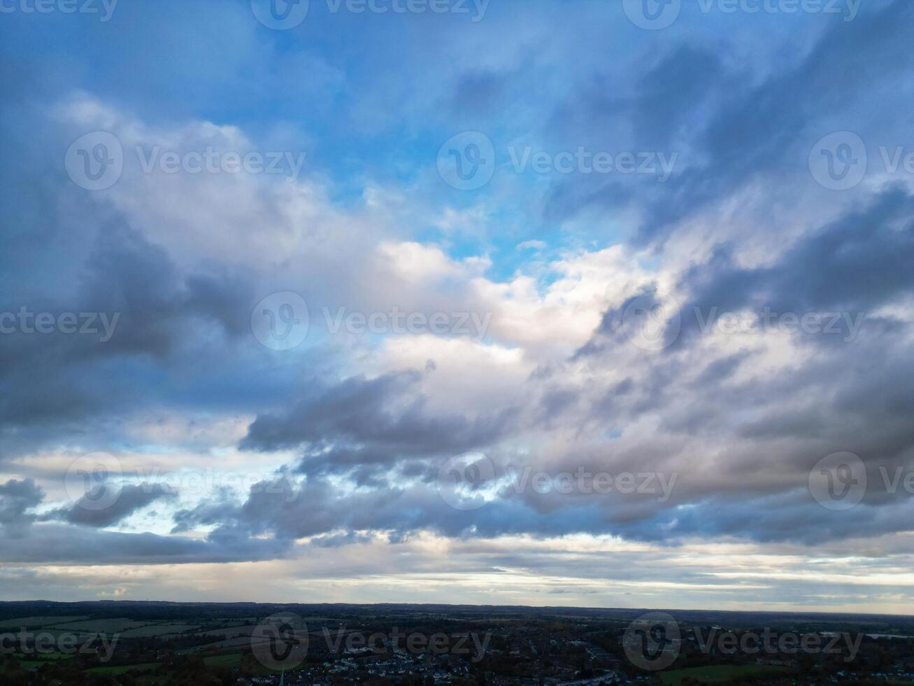 Beautiful High Angle View of Sky and Dramatical Clouds over Central Hemel Hempstead City of England Great Britain. November 5th, 2023 photo