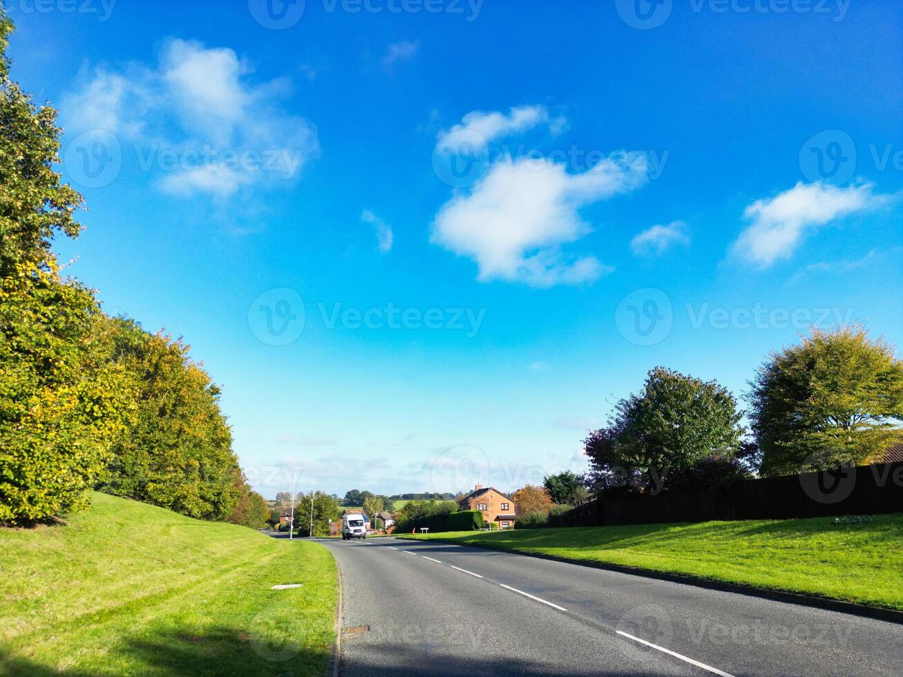 Most Beautiful Aerial Footage of British Countryside Village Near Northampton City of England UK. October 25th, 2023 photo