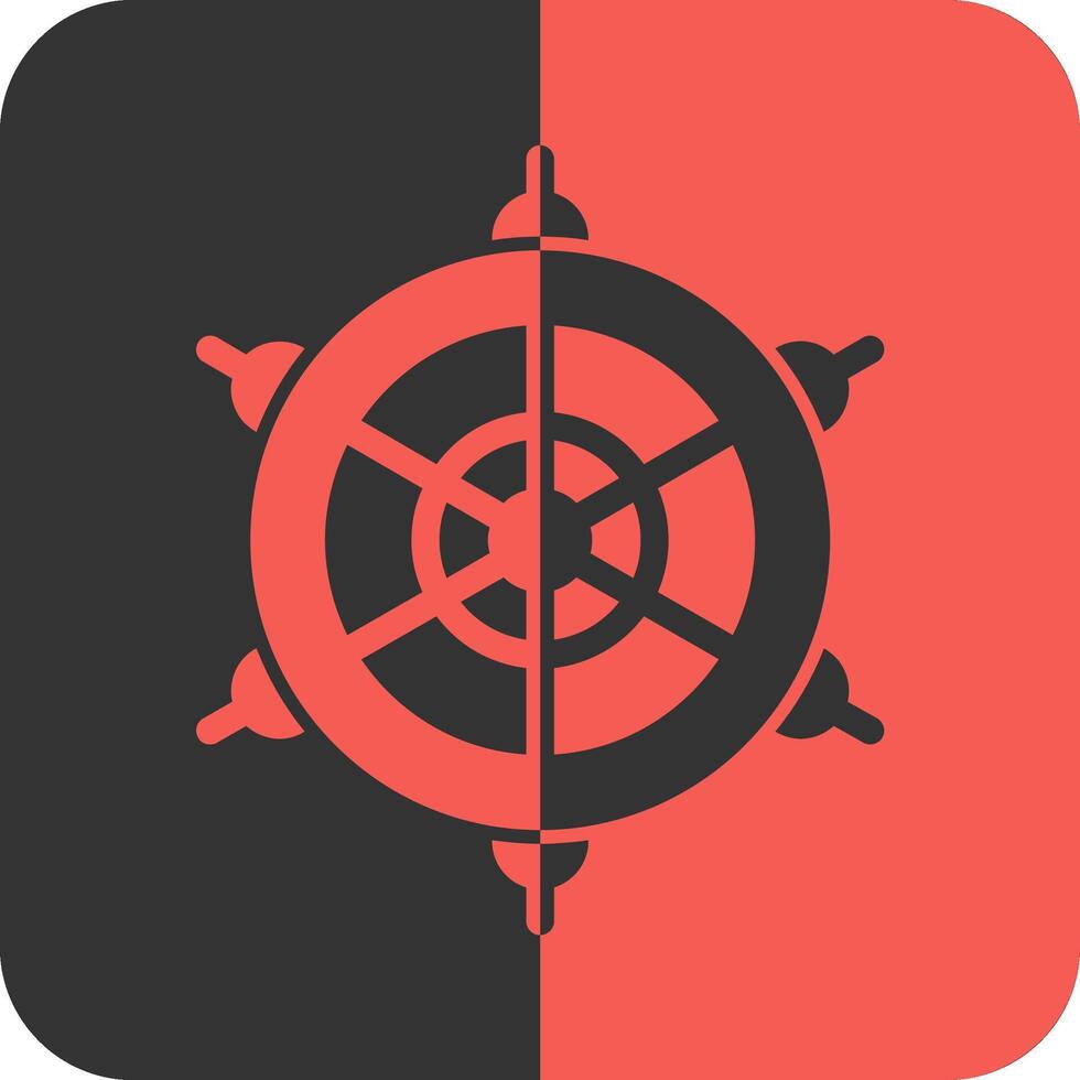 Ship wheel Red Inverse Icon vector
