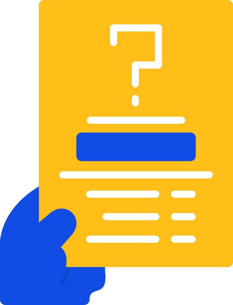 mano con un pregunta marca para información plano dos color icono vector