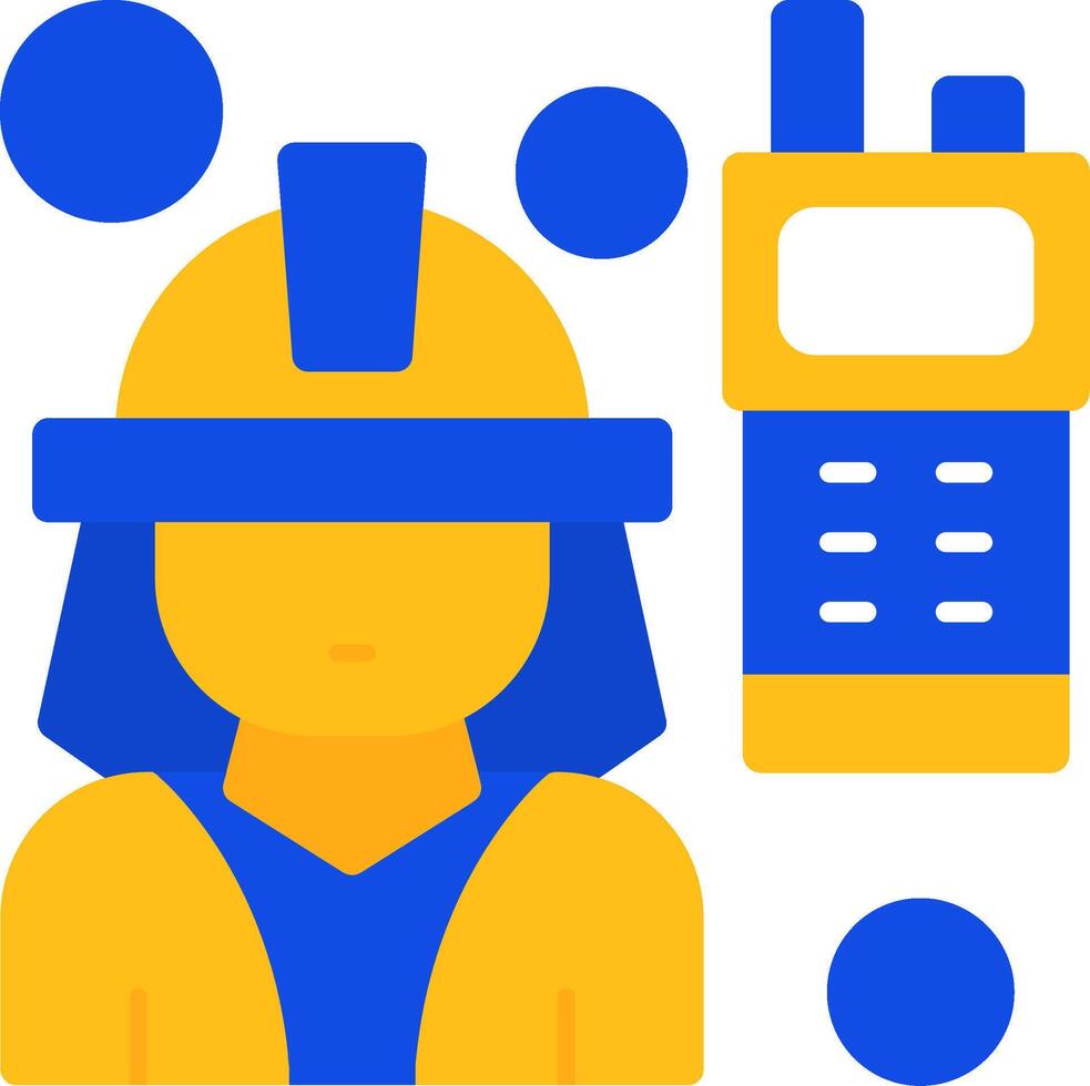 Firefighter Radio Flat Two Color Icon vector