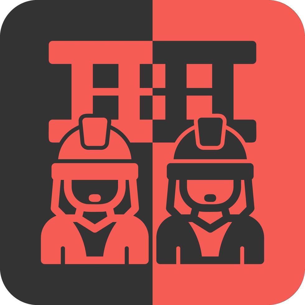 Fireman Carry Red Inverse Icon vector