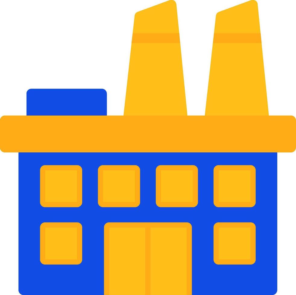 Factory Building Flat Two color Icon vector