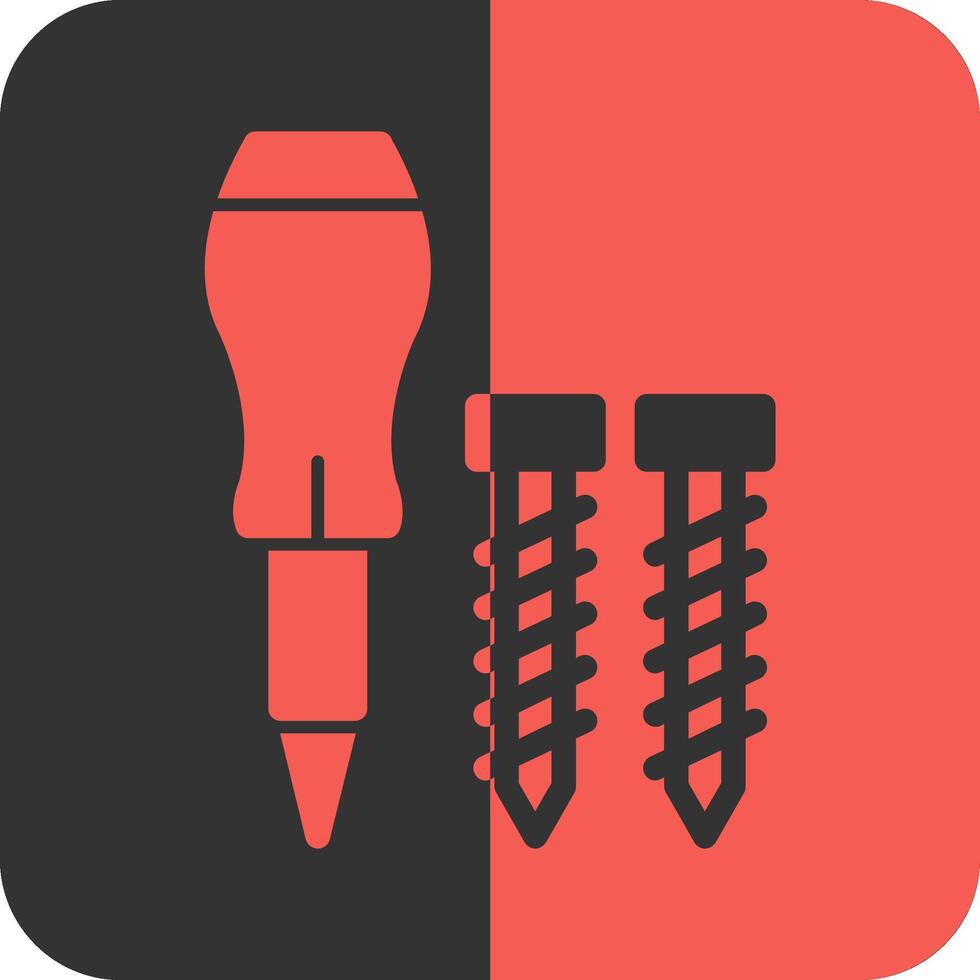 Screwdriver and Bolt Red Inverse Icon vector