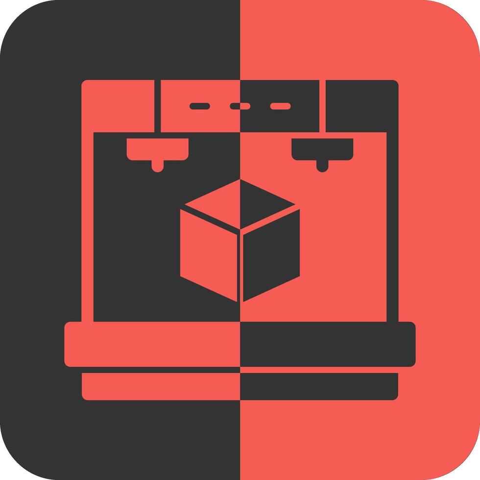 3D Printer Red Inverse Icon vector