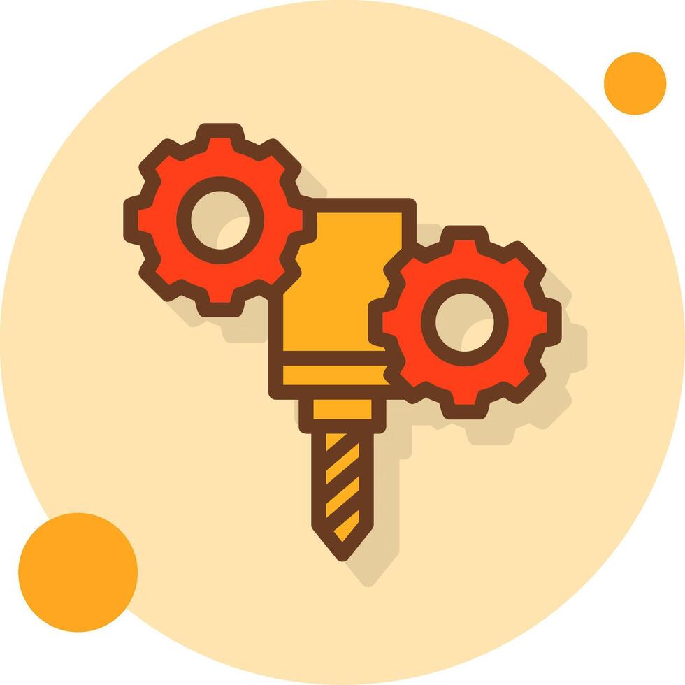 CNC Machine Filled Shadow Cirlce Icon vector