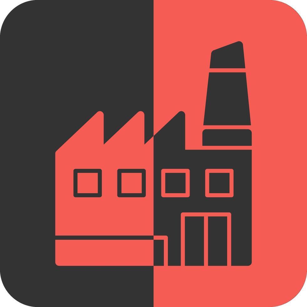 Manufacturing Plant Red Inverse Icon vector