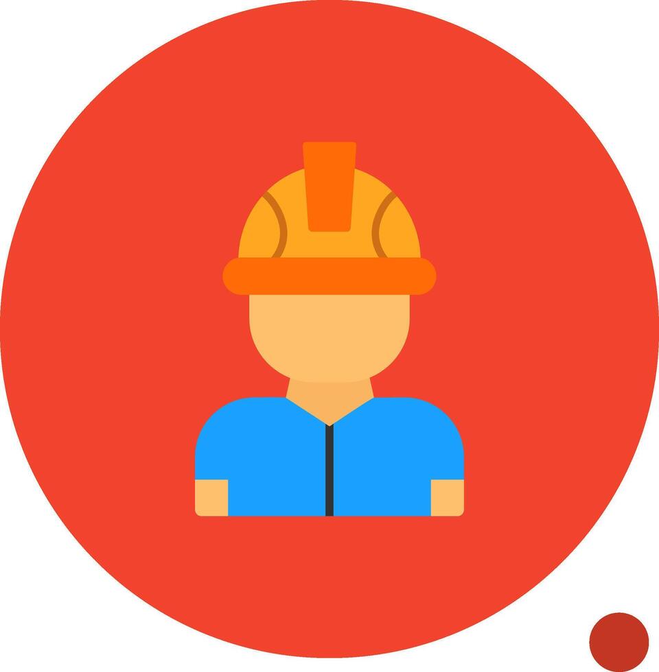 Factory Worker Flat Shadow Icon vector