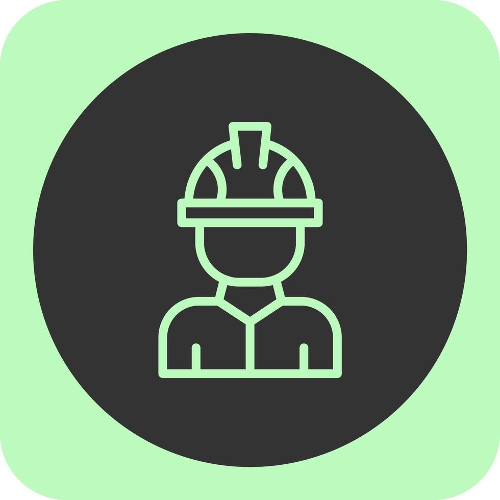 Factory Worker Linear Round Icon vector