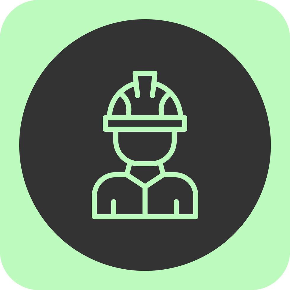 Factory Worker Linear Round Icon vector