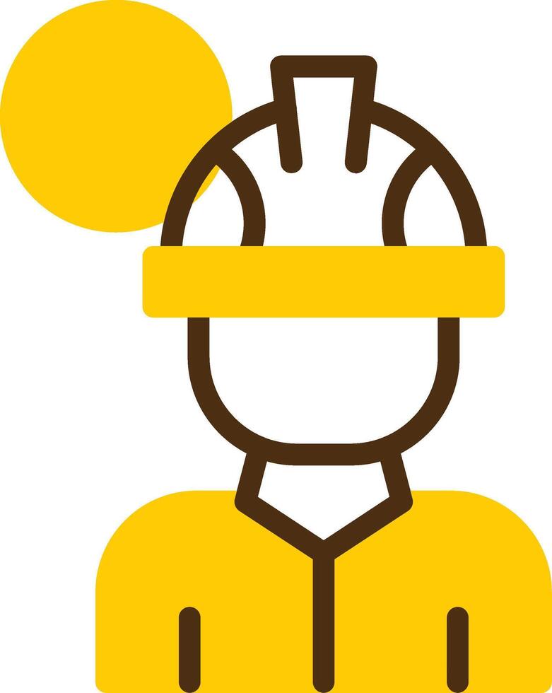 Factory Worker Yellow Lieanr Circle Icon vector