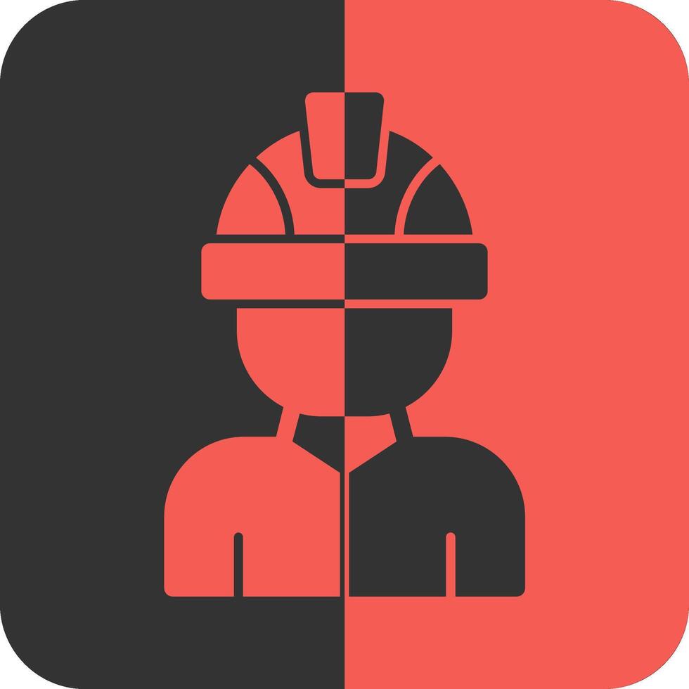 Factory Worker Red Inverse Icon vector