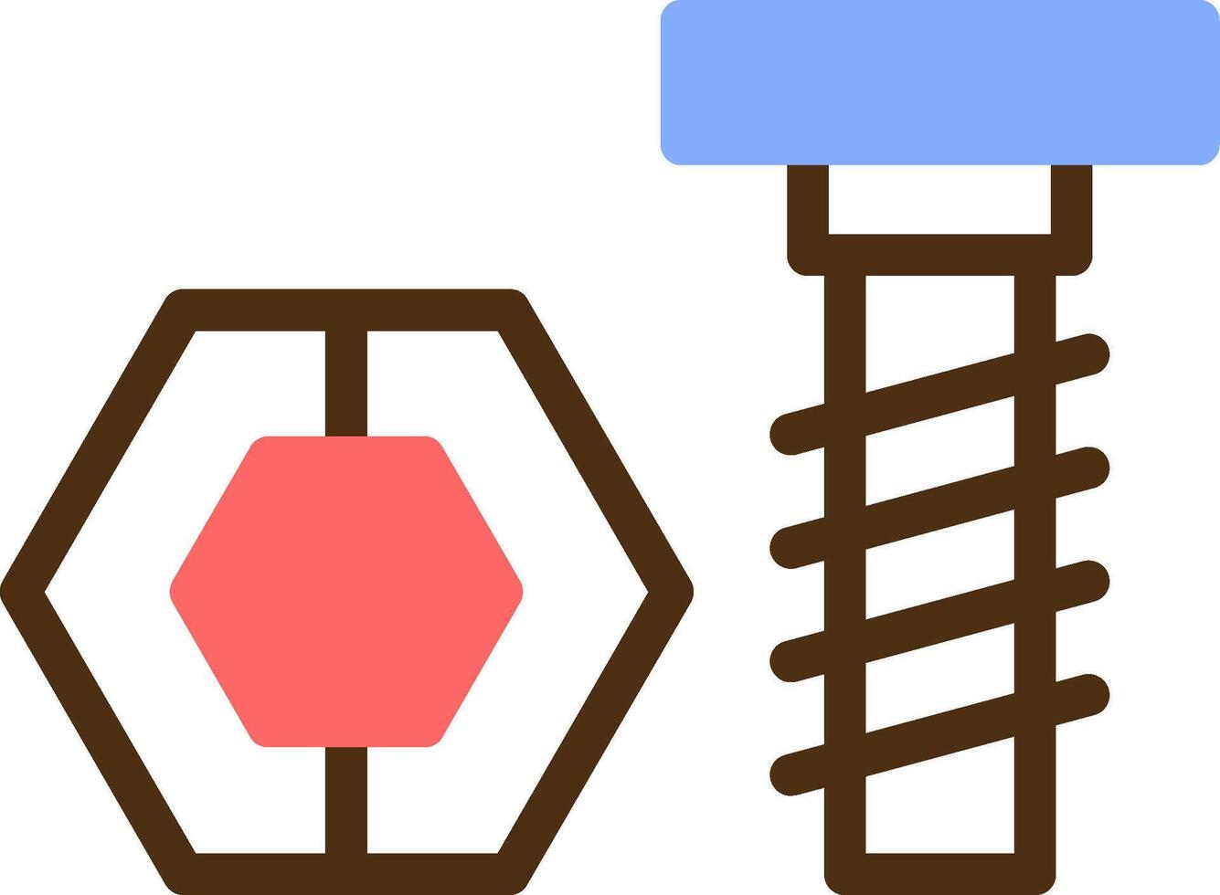 Bolt and Nut Color Filled Icon vector