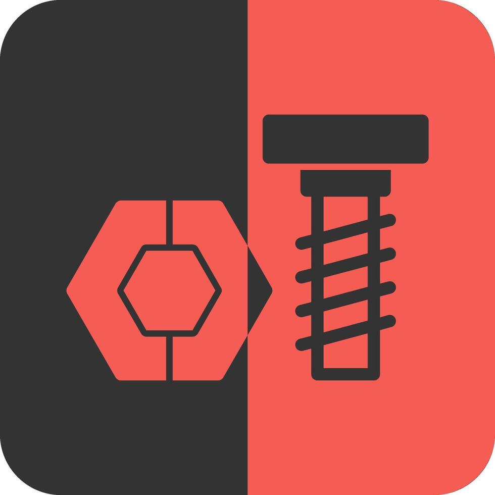 Bolt and Nut Red Inverse Icon vector