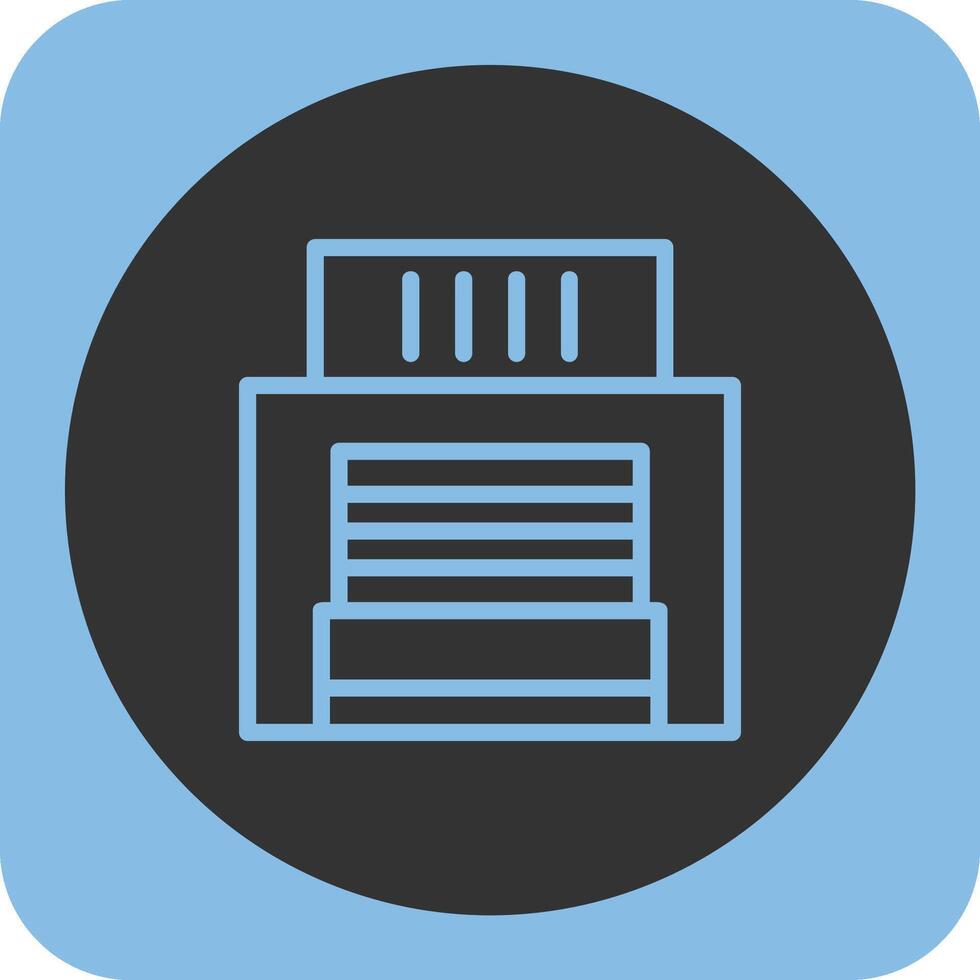 Factory Door Linear Round Icon vector