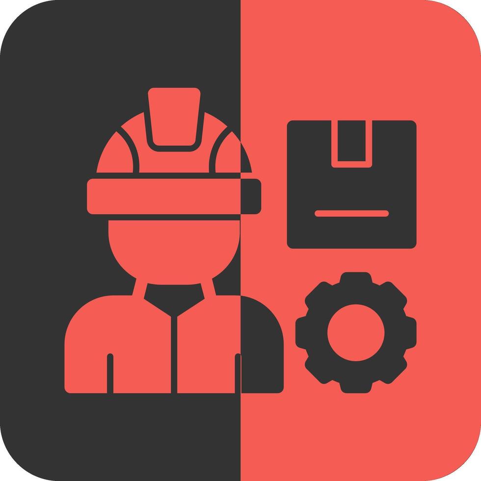 Production Worker Red Inverse Icon vector