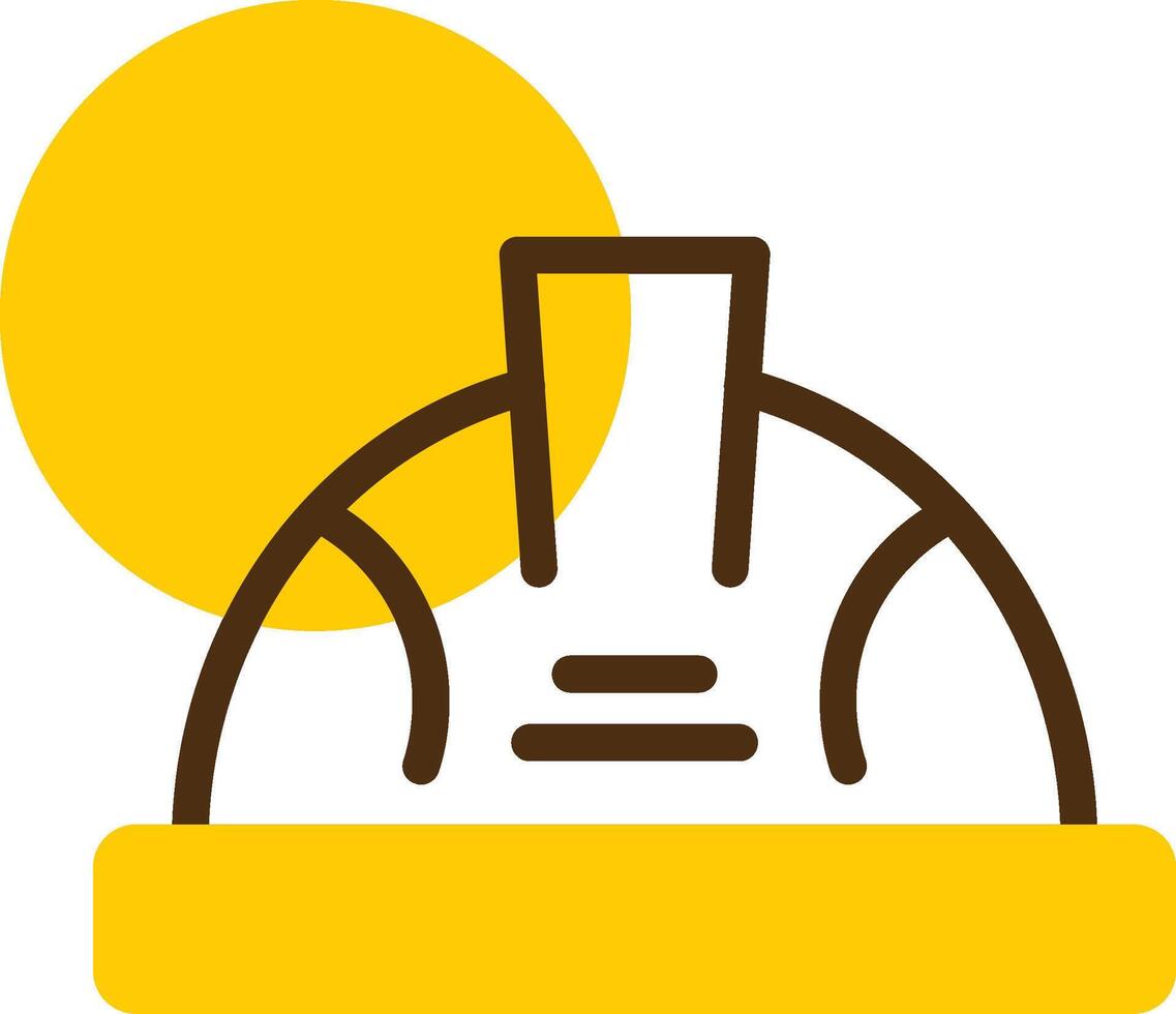 Hard Hat Yellow Lieanr Circle Icon vector