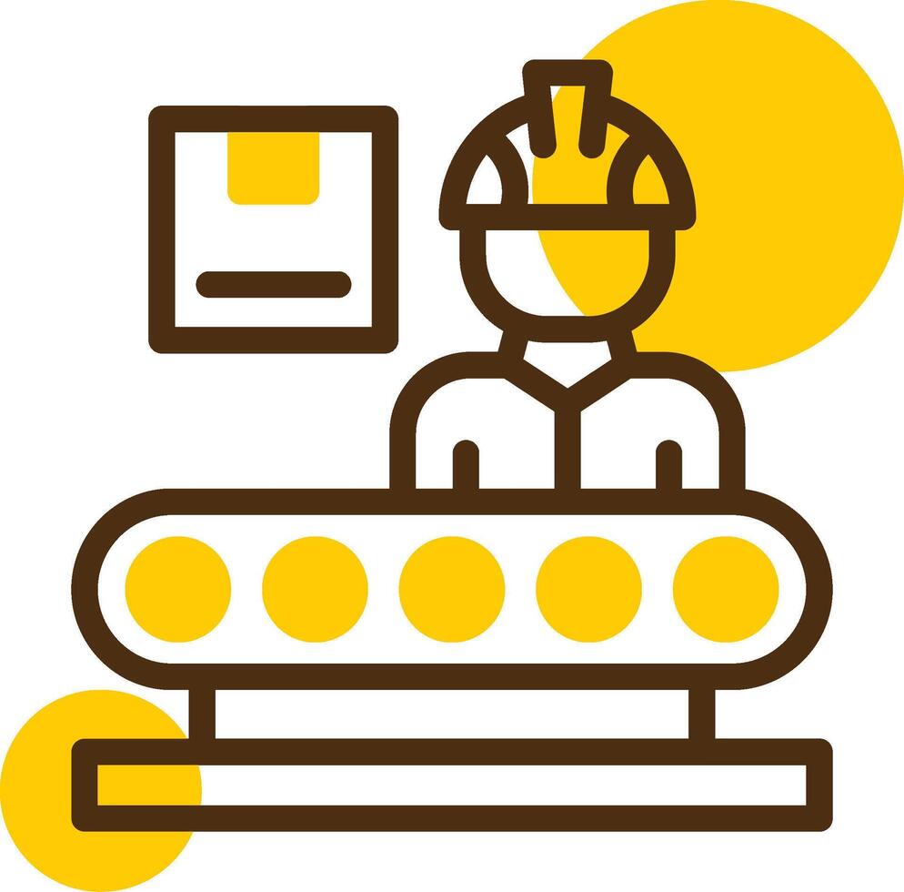 Production Line Worker Yellow Lieanr Circle Icon vector
