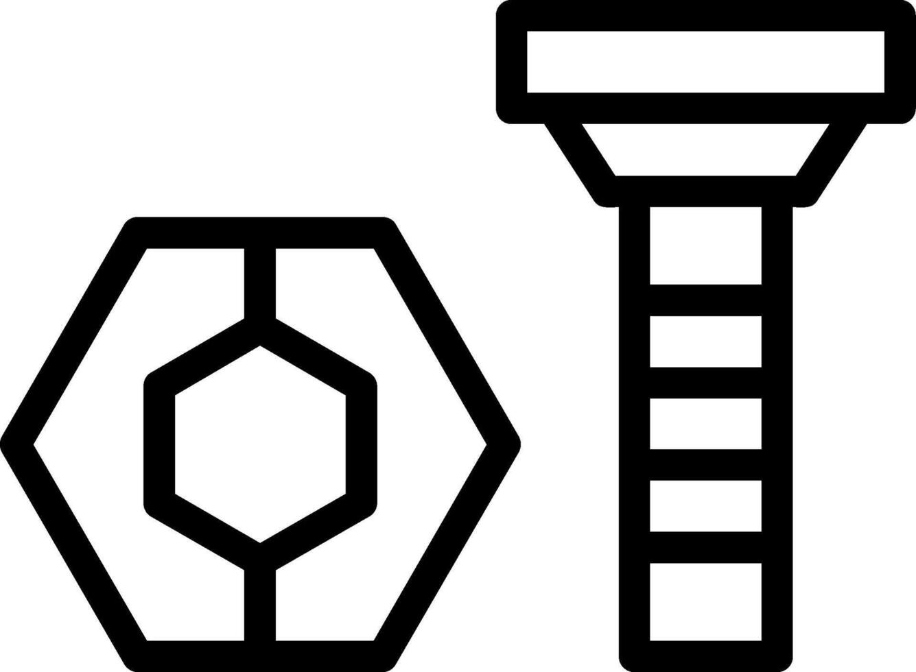 Nut and Bolt Line Icon vector
