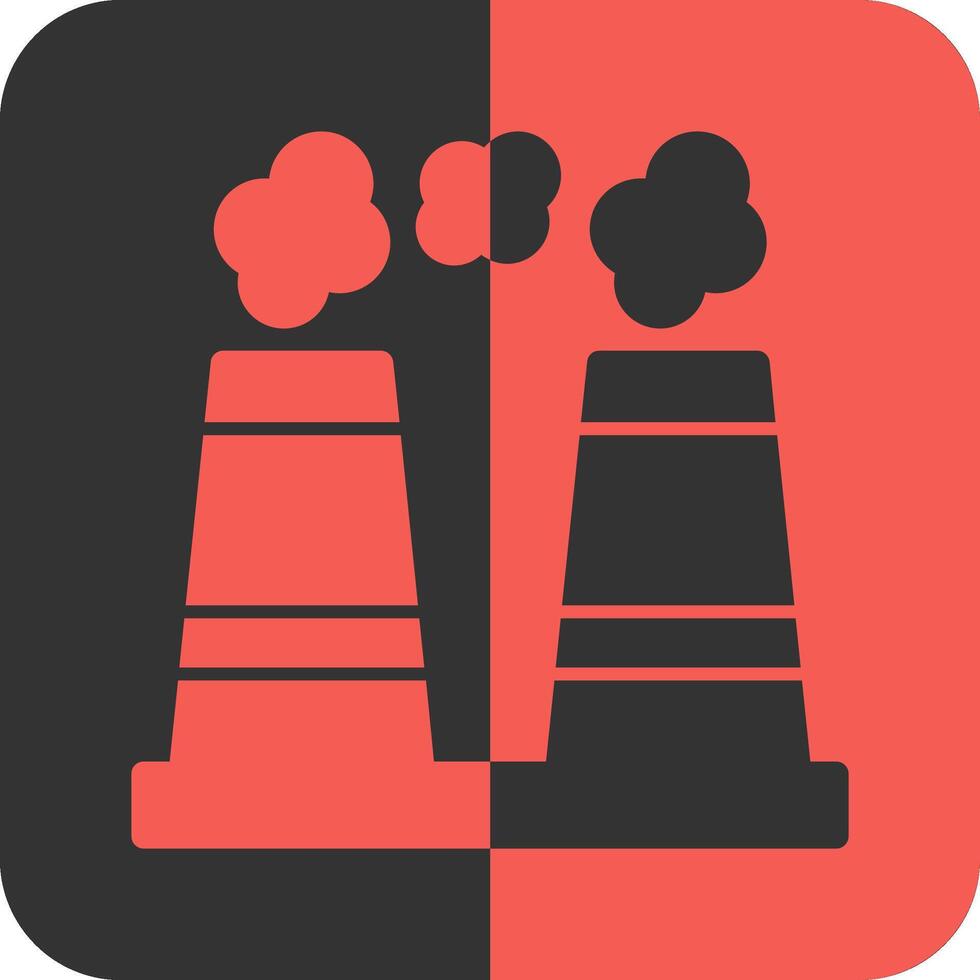 Factory Chimney Red Inverse Icon vector