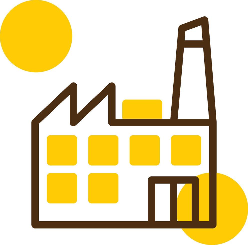 Factory Silhouette Yellow Lieanr Circle Icon vector