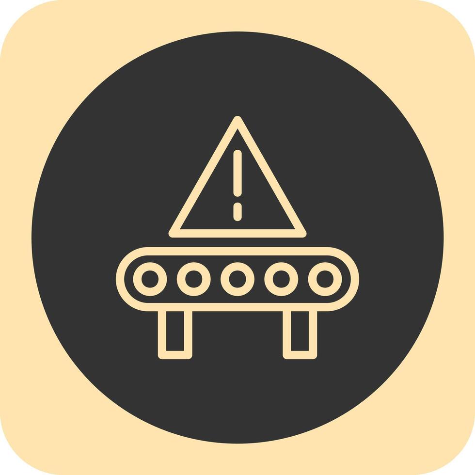 Warning Sign Linear Round Icon vector