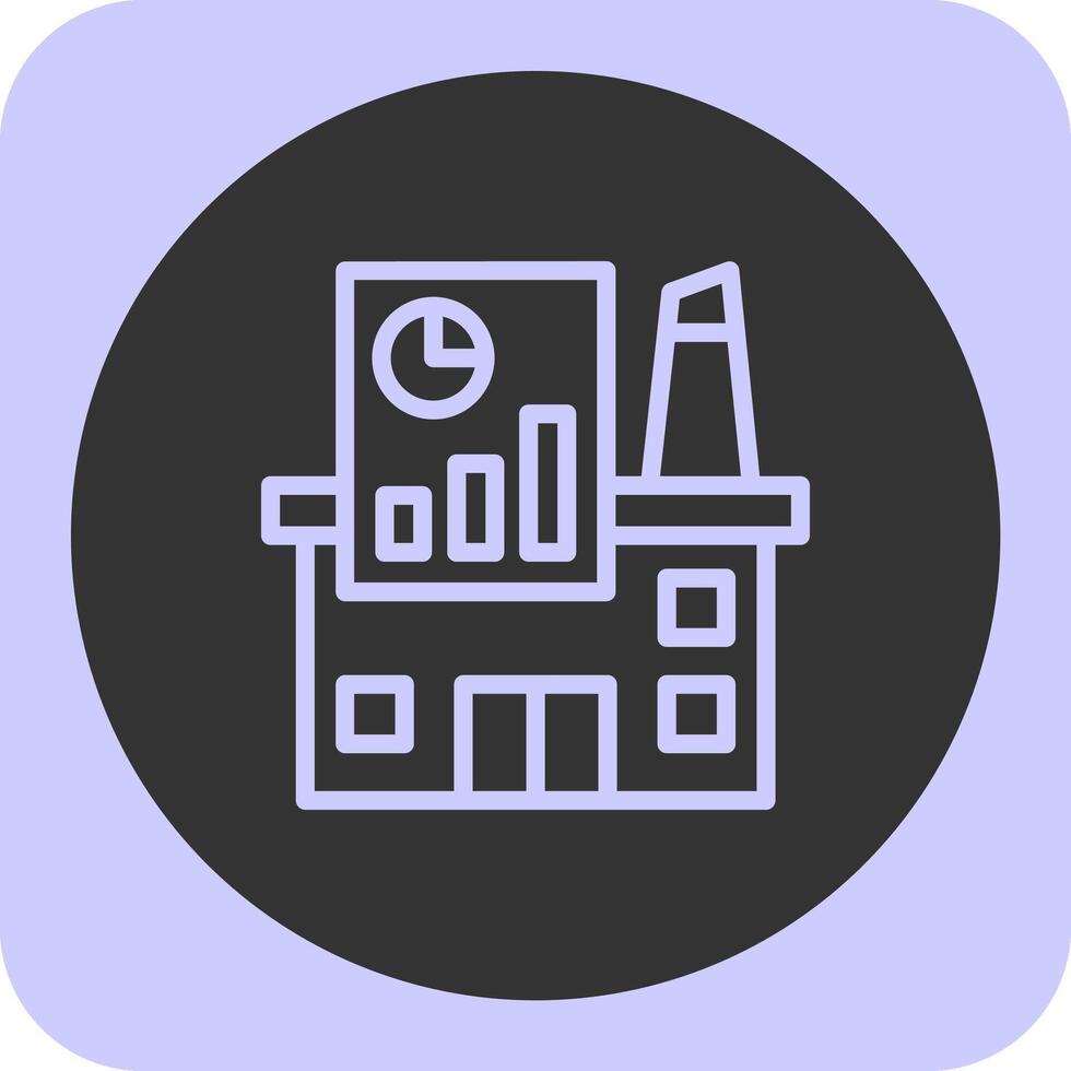 Industry Growth Chart Linear Round Icon vector