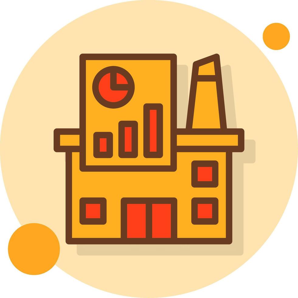 Industry Growth Chart Filled Shadow Cirlce Icon vector