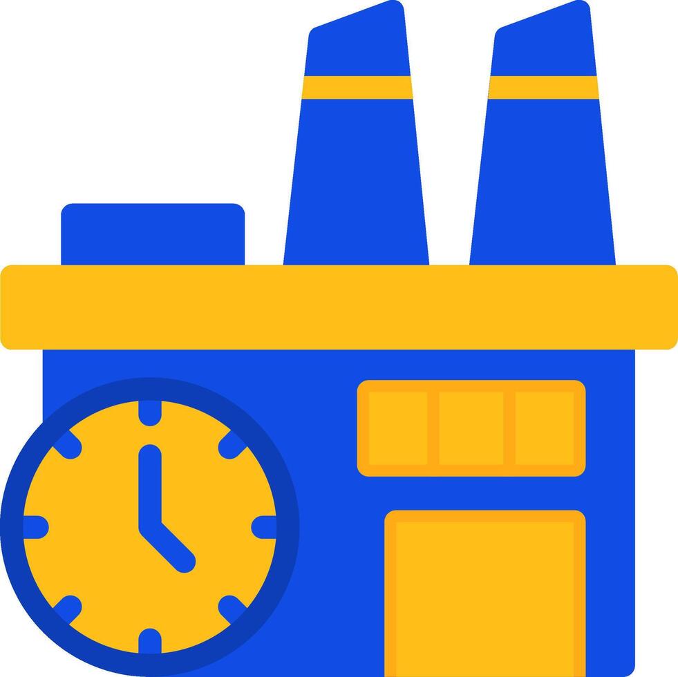 Factory Clock Flat Two color Icon vector