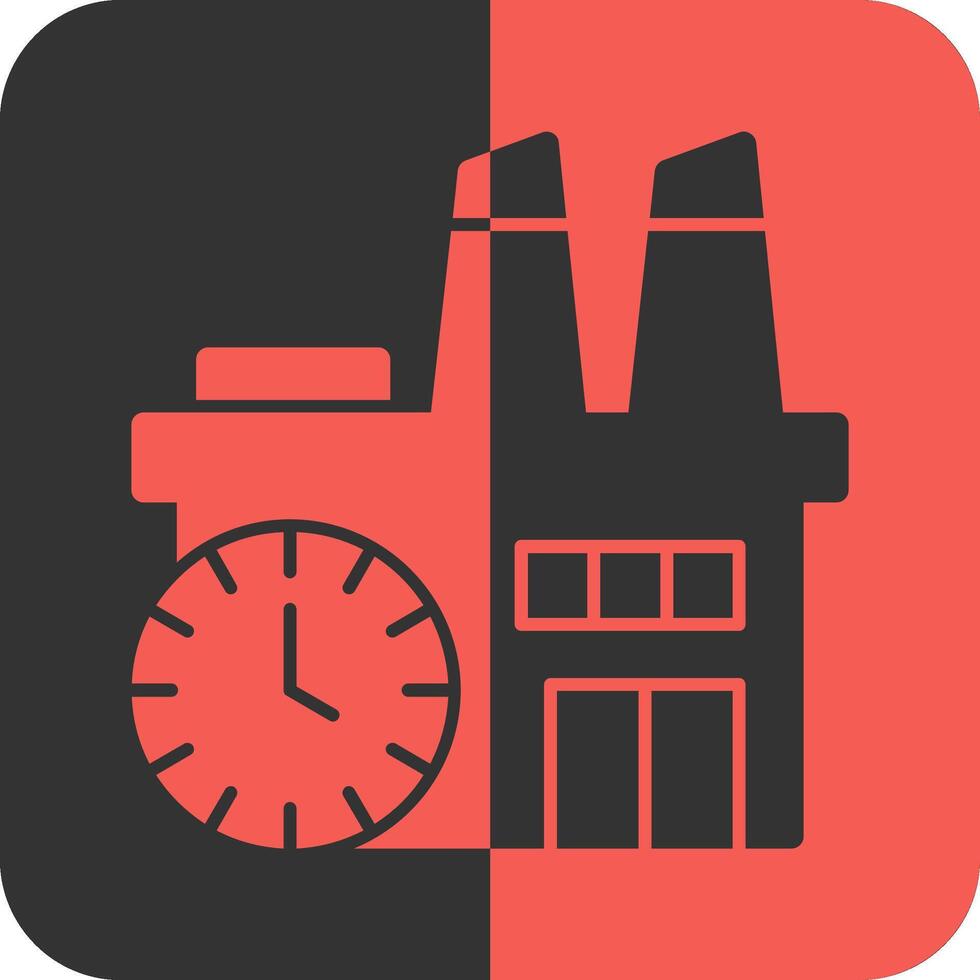 fábrica reloj rojo inverso icono vector