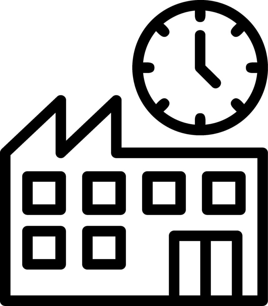 fábrica reloj línea icono vector