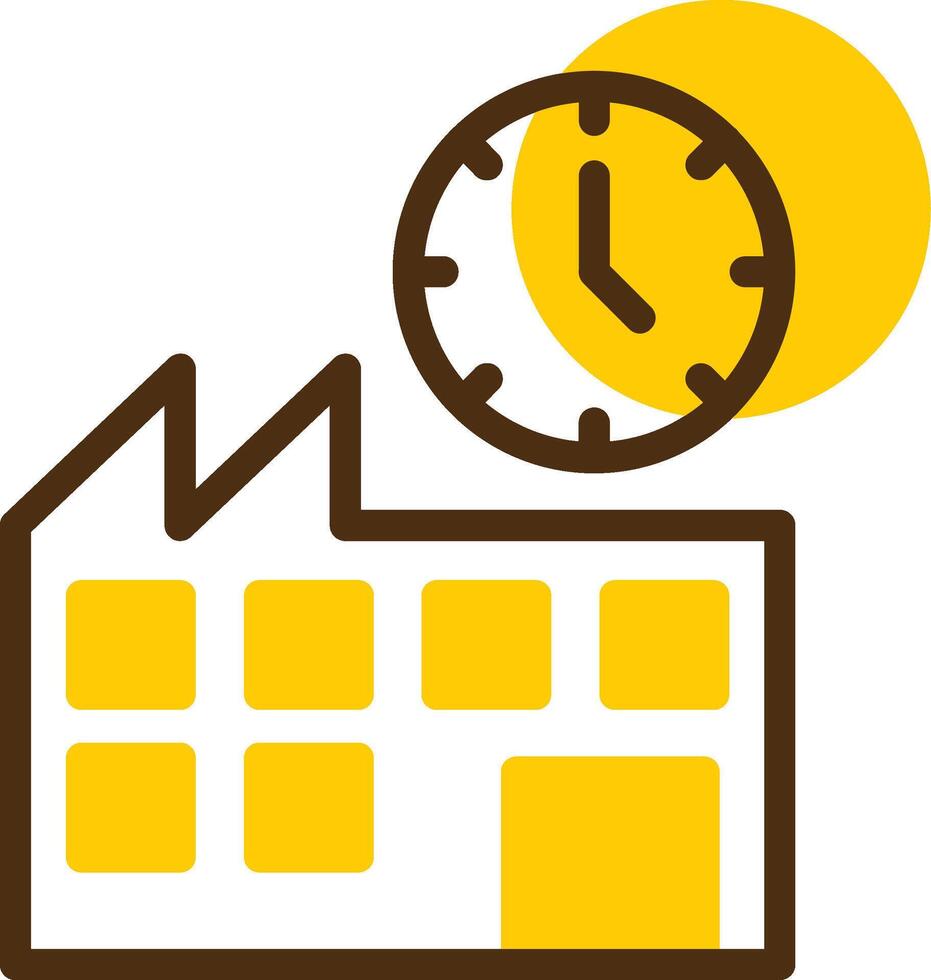 Factory Clock Yellow Lieanr Circle Icon vector