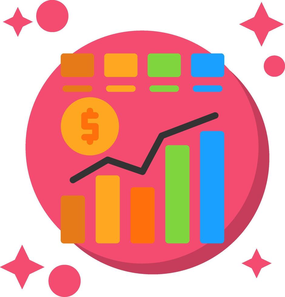 Financial Chart Tailed Color Icon vector