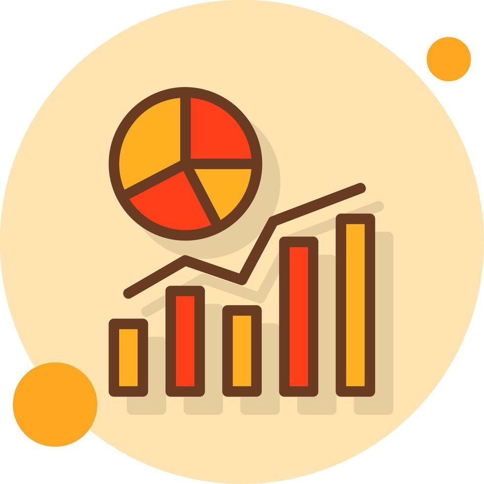 Chart Filled Shadow Cirlce Icon vector