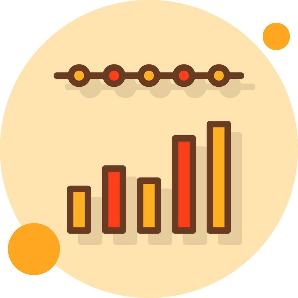 Bar Chart Filled Shadow Cirlce Icon vector