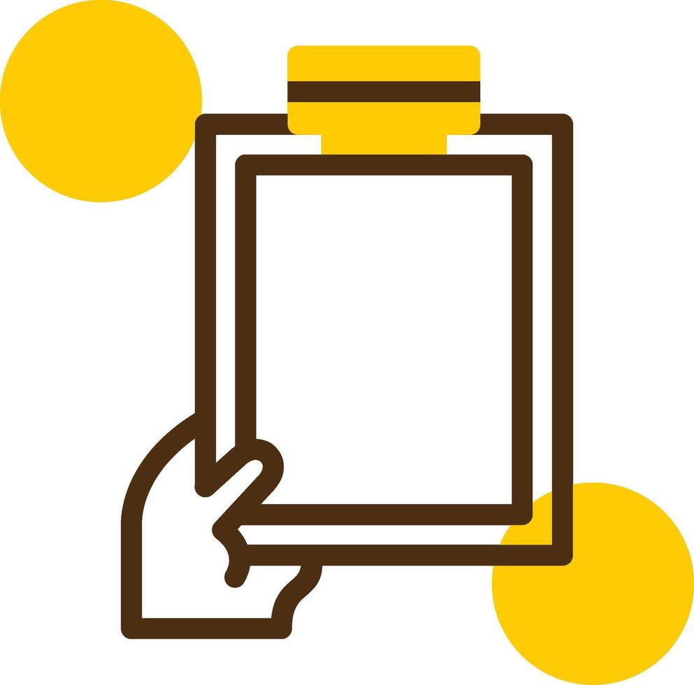 Hand Clipboard Yellow Lieanr Circle Icon vector