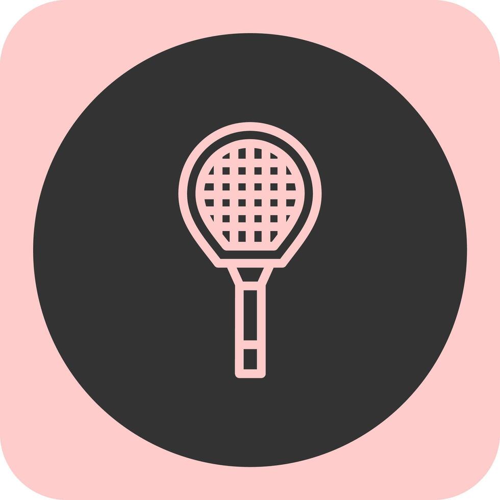 Badminton Racket Linear Round Icon vector