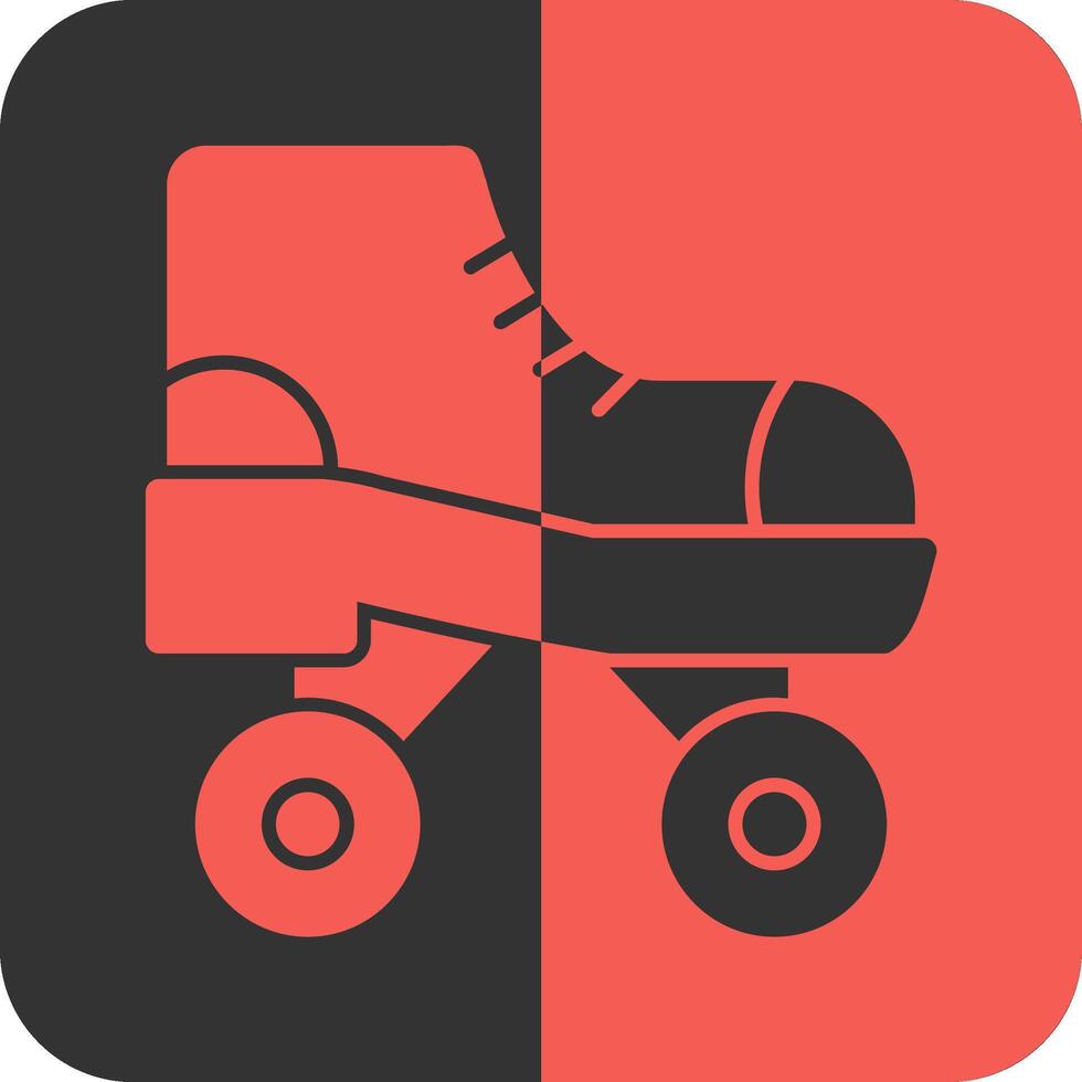 Roller Skate Red Inverse Icon vector