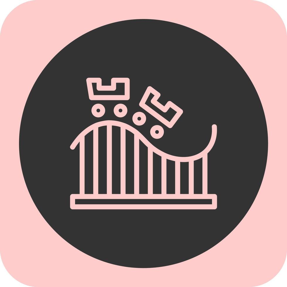 Roller Coaster Linear Round Icon vector